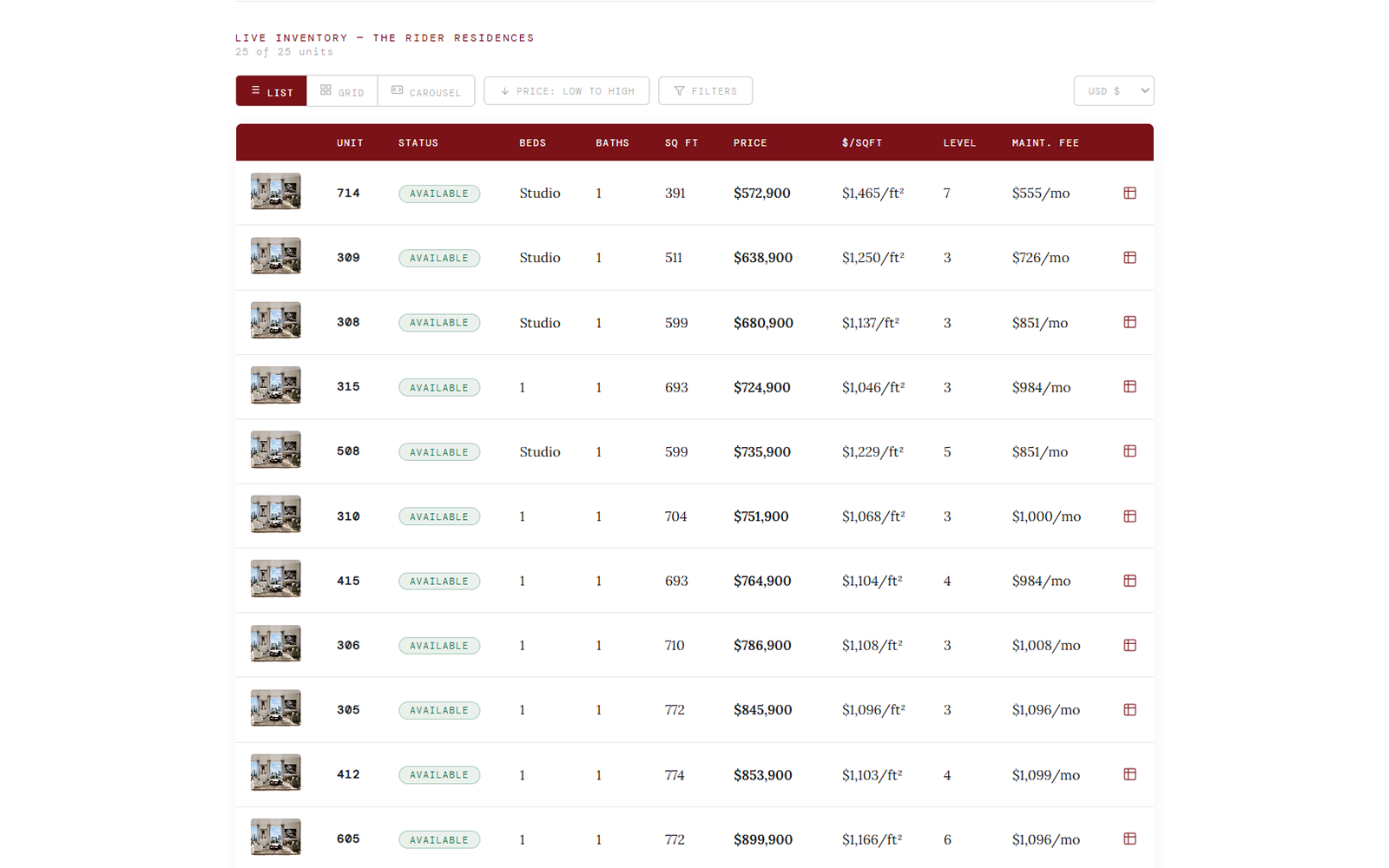 Zondo live pricing and inventory